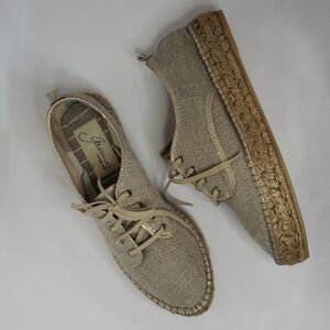 GAIMO Spain Lace Up Burlap Espadrilles Platform Gold Size 11 (42)